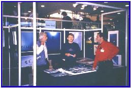 Pascal with Jean-Michel Cousteau and Ariel Fuchs during the festival, Antibes 1997