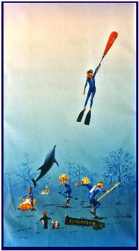 an history of diving, Dema 2001, painting by Pascal Lecocq